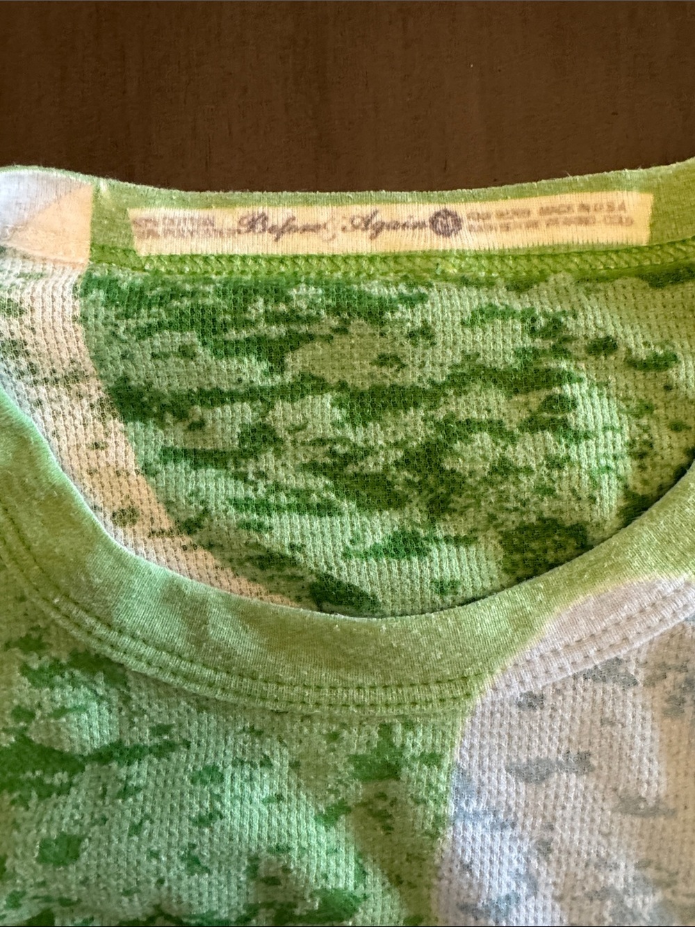 Long-Sleeve Floral Crewneck Top - Green/White - Picture 2 of 3